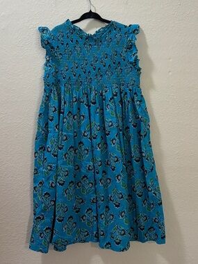 French Connection Girls Blue Floral Smocked Dress Size Medium (10/12)